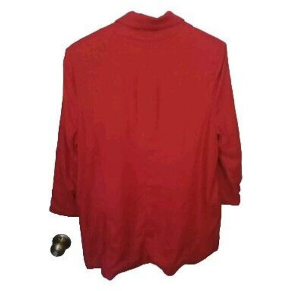 Jules Leopold Womens Red Linen Blazer L Contrast Cuff & Lining Corpcore Academia - Picture 5 of 5